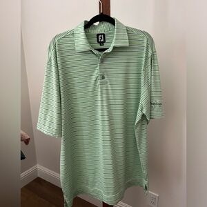 FootJoy Lisle Men's Space Dye Stripe Golf Polo,Tehama Embroidered hit on arm  XL